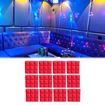 Amazon | TTETTZ 音楽空間の騒音対策用防音壁パネル12枚入り, 赤